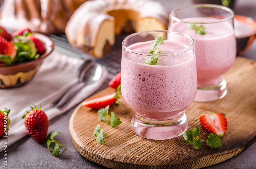 Strawberries milkshake summer drink Strawberries milkshake summer drink