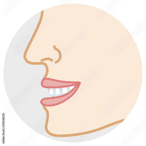 Underbite Teeth -Face close-up, Side view