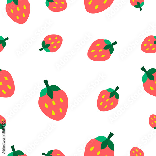 Fototapeta Naklejka Na Ścianę i Meble -  Seamless pattern with strawberry vector illustration
