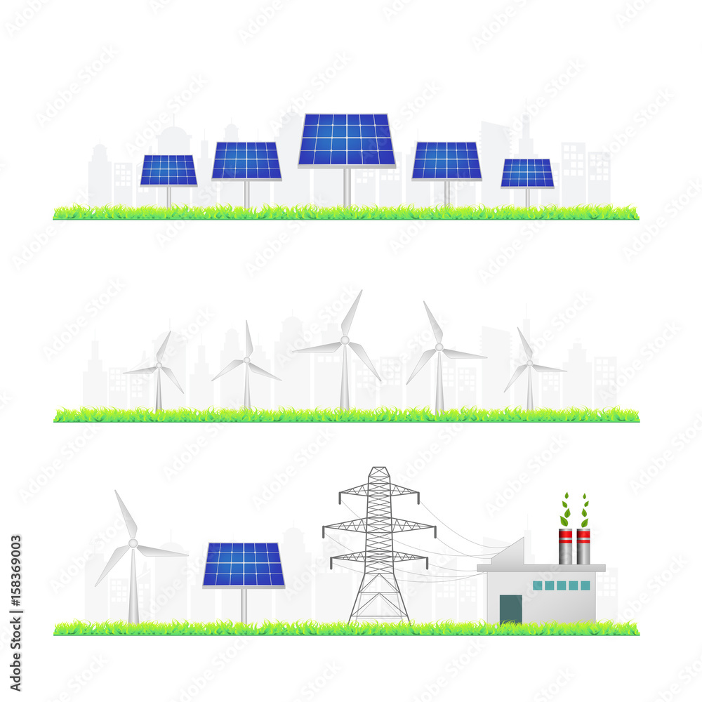 Sustainable energy concept, renewable and ecology banner template