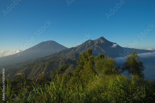 Scenic view of volcanic mountain in Bali island, Indonesia