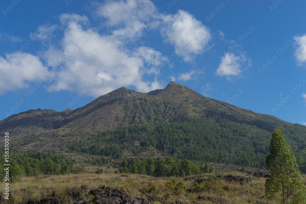 Scenic view of volcanic mountain in Bali island, Indonesia