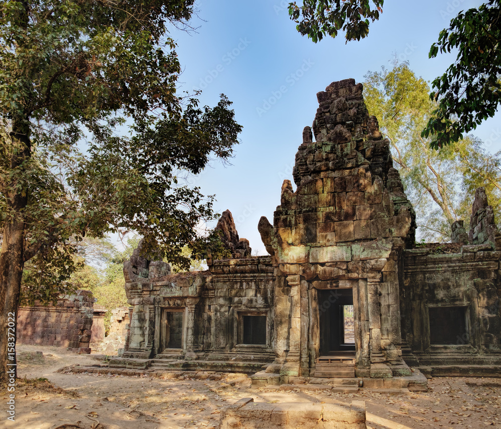 Ancient Khmer architecture is located inside the walled enclosure of the Royal Palace of Angkor Thom north of Baphuon, Siem Reap, Cambodia. World Heritage, famous Cambodian landmark