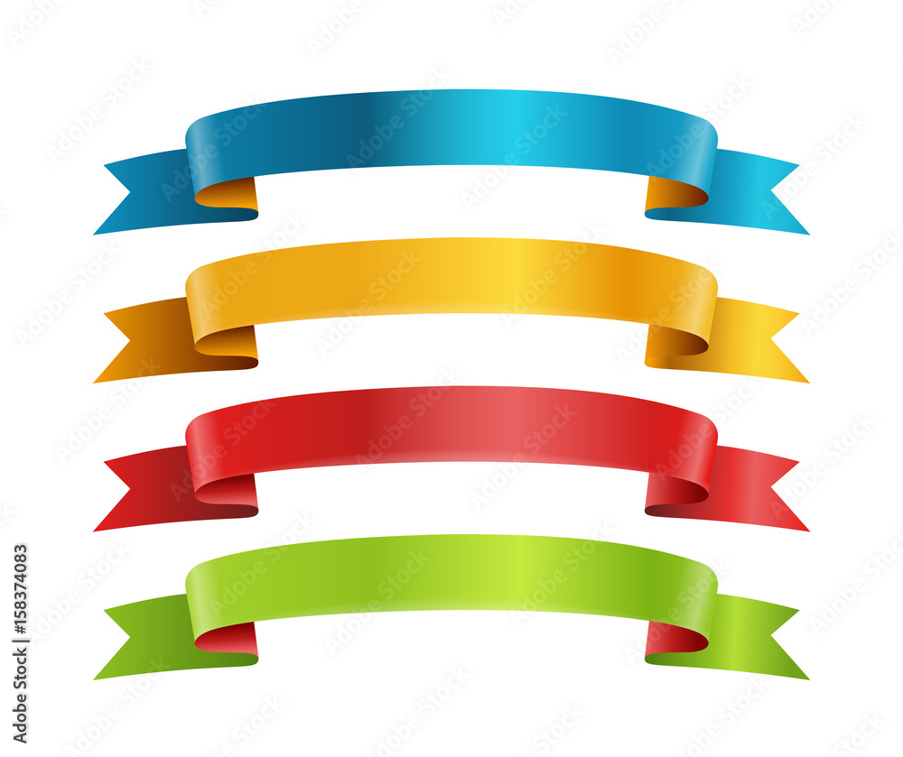Different color ribbons vector collection. Template for a text. Banners collection isolated on white