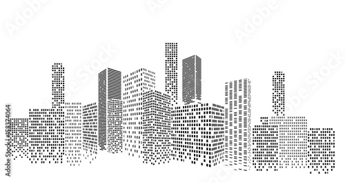Modern cityscape vector illustration. City buildings perspective