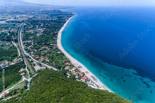 Aerial view of Pantelemonna beach in Pieria, Greece photo