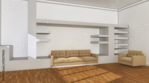 3d render. Salon decorated interior design