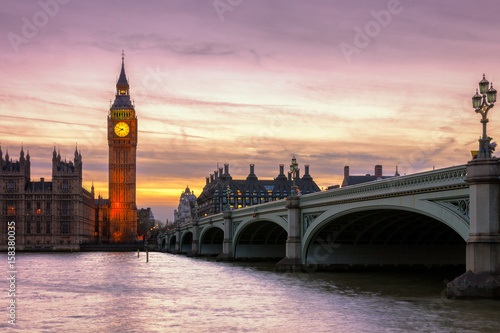 Big Ben  Westminster  London  after colorful sunset
