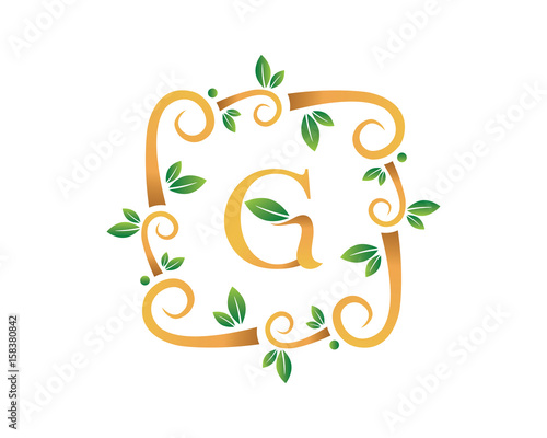 Elegant Floral G Letter With Gold Branch Logo