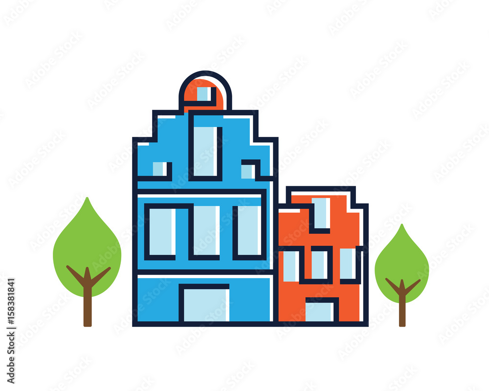 Modern Building Real Estate Logo - Creative Green Commercial Area