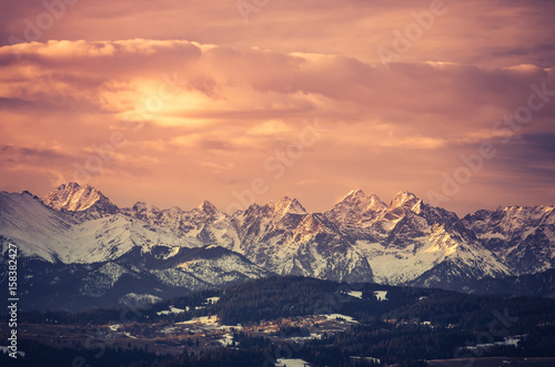 Morning panorama of snowyTatra Mountains, Poland © tomeyk
