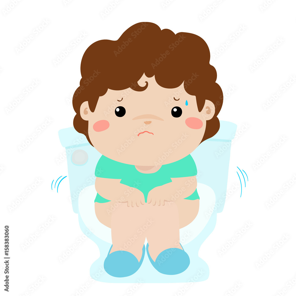 Cute boy sitting toilet seat with diarrhea cartoon vector. Cute boy sitting toilet seat with diarrhea cartoon vector.