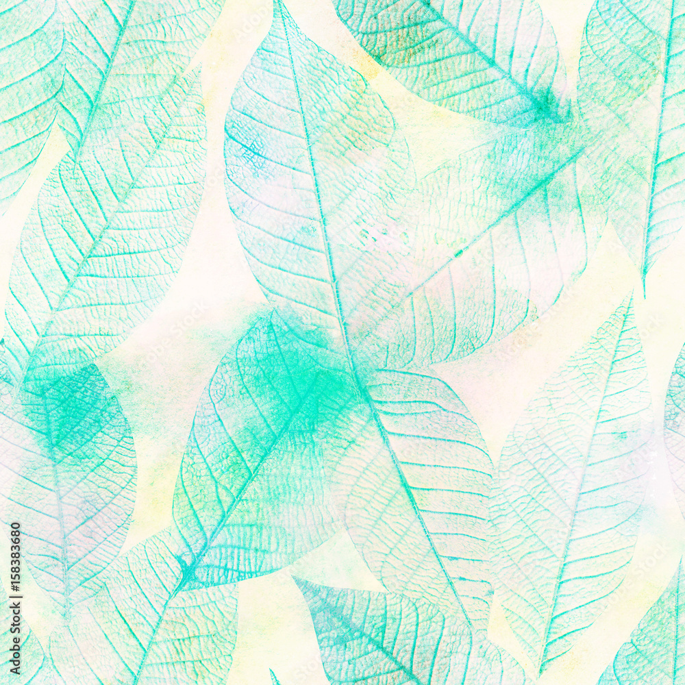 Artistic teal blue watercolor background texture, seamless abstr