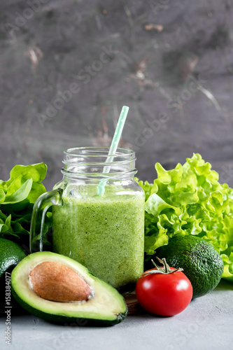 Green smoothie Avocado smoothie Diet eating Healthy food Vertical photo photo