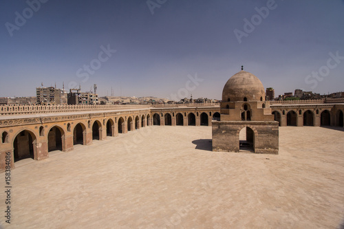 The sahn (courtyard) of the Ahmad Ibn Tulun mosque with ablution fountain in the middle