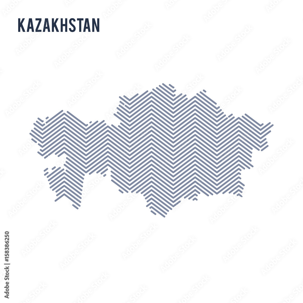 Vector abstract hatched map of Kazakhstan isolated on a white background.