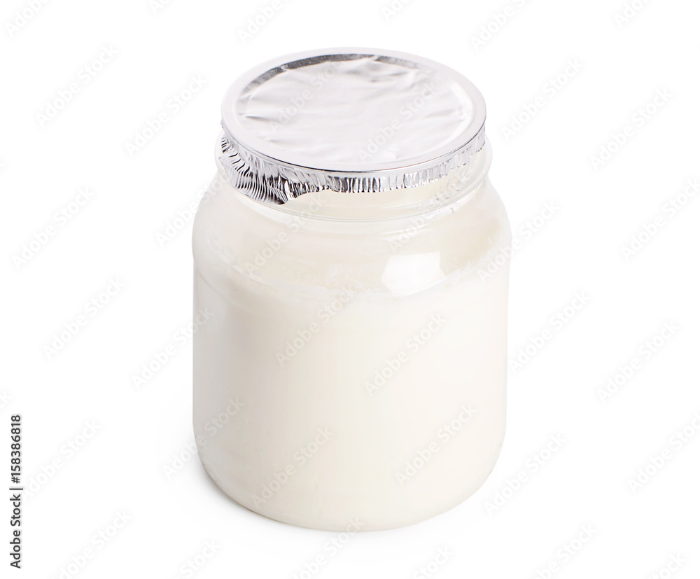 Yogurt in plastic packaging isolated on white background Yogurt in plastic packaging isolated on white background