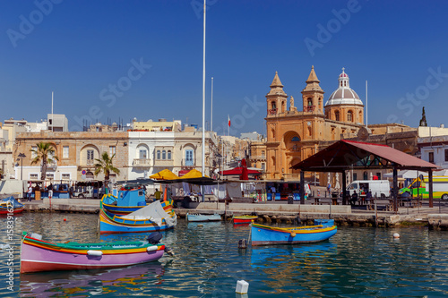 Malta. Marsaxlokk. Traditional fishing boats.