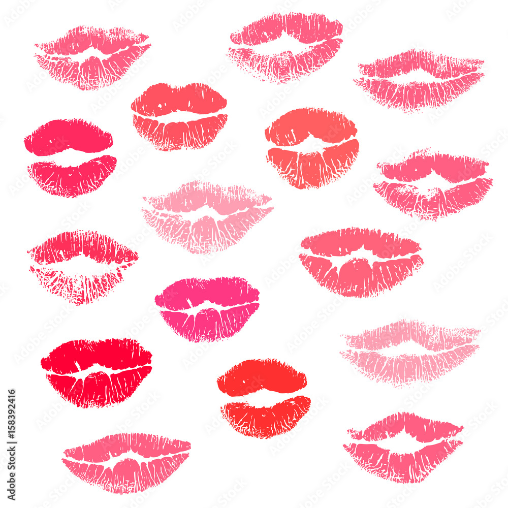 Naklejka premium Collection print of lips