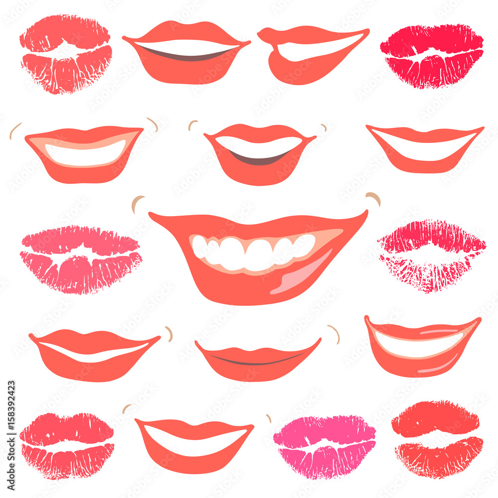 Lovely smiles & collection print of lips set Lovely smiles & collection print of lips set