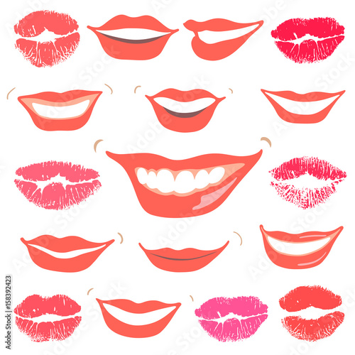 Lovely smiles & collection print of lips set