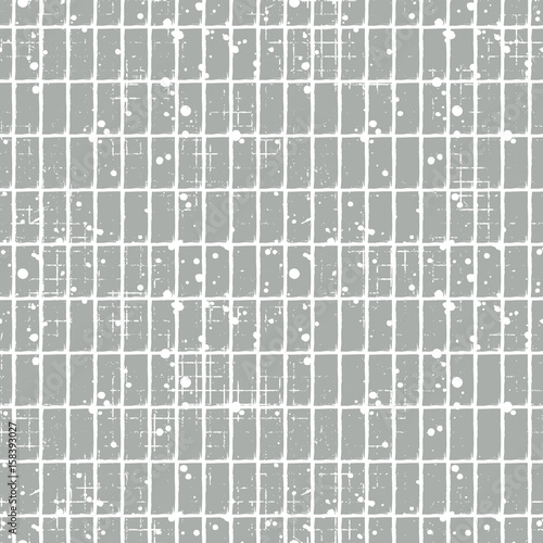 Seamless vector checkered pattern. Creative geometric pastel background with rectangles. Grunge texture with attrition, cracks and ambrosia. Old style vintage design. Graphic illustration.