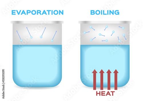 evaporation and boiling point of water . vector