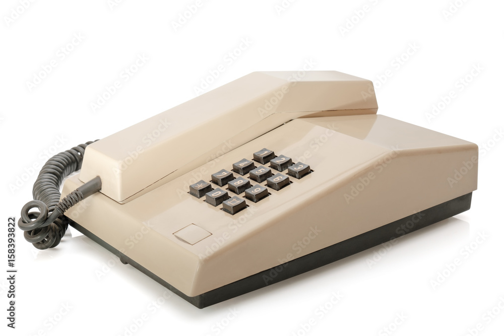 Landline phone / Landline phone, old telephone on white background. Landline phone / Landline phone, old telephone on white background.