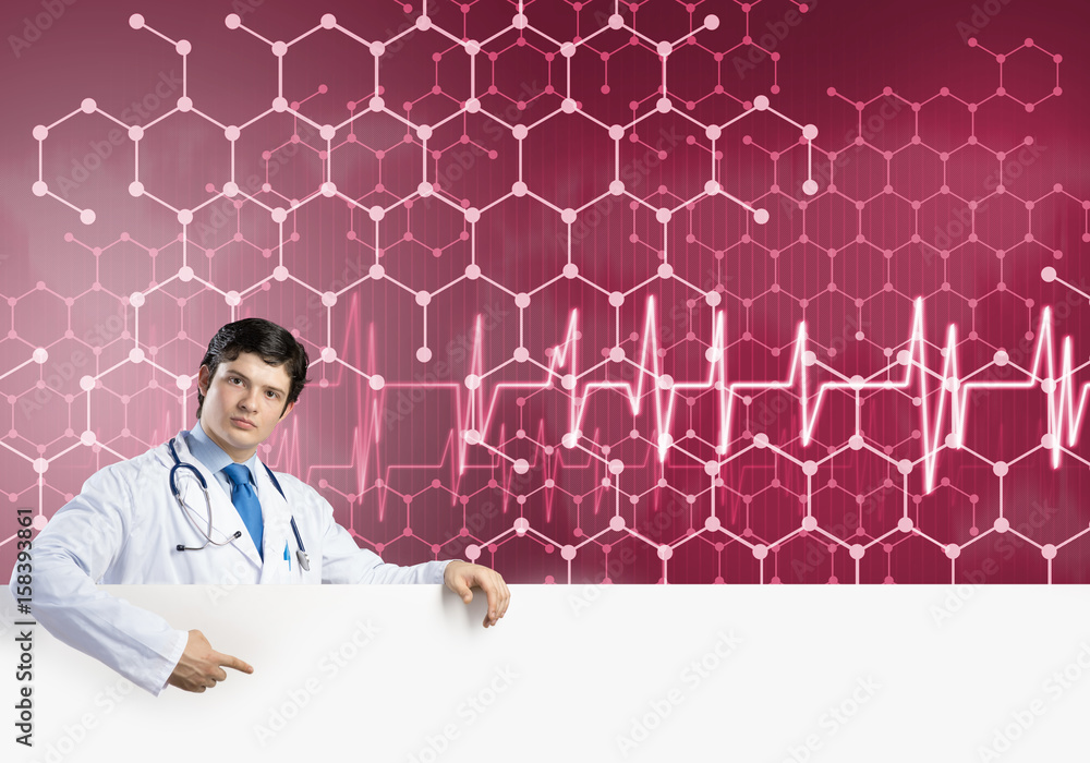 Doctor with banner Doctor with banner