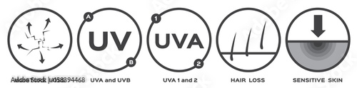 skin icon and vector part 2 / uv a b moisture loss hair
