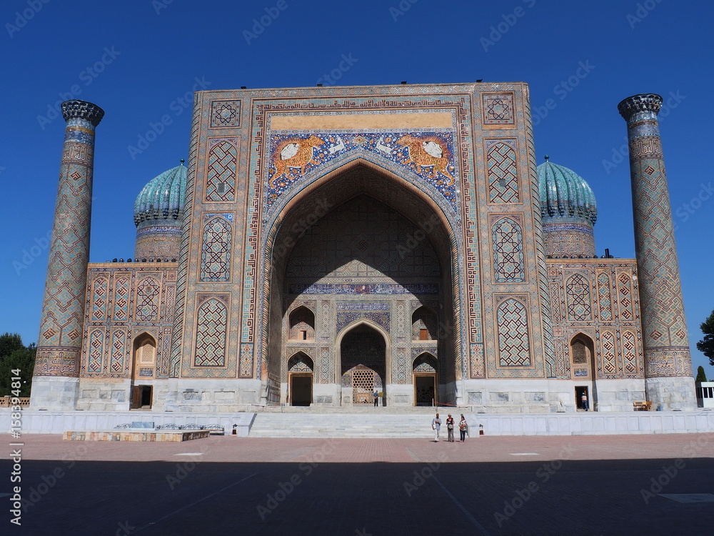 Front view Sher Dor Madrasah in Samarkand
