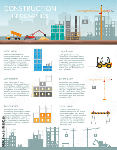 Set elements construction Concept of process construction building a house vector set isolated illustration background infographics 