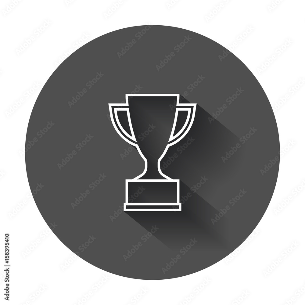 Trophy cup flat vector icon in line style. Simple winner symbol. Illustration with long shadow. Trophy cup flat vector icon in line style. Simple winner symbol. Illustration with long shadow.