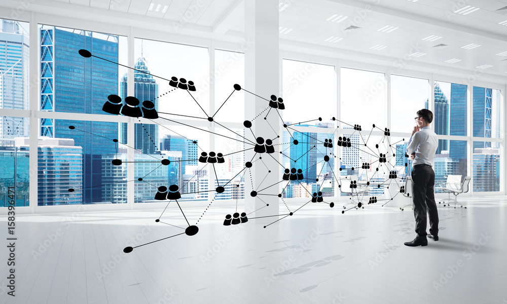 Obraz premium Networking and social communication concept as effective point for modern business