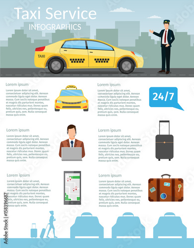 Taxi driver Call with smartphone service background the city flat style illustration 