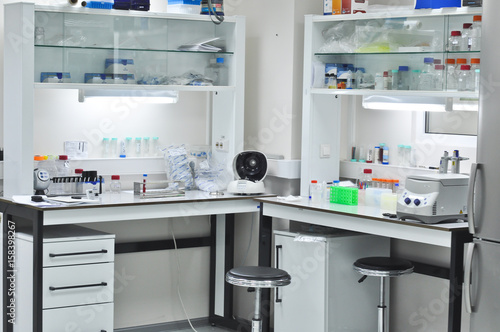 Interior of a modern biological laboratory.