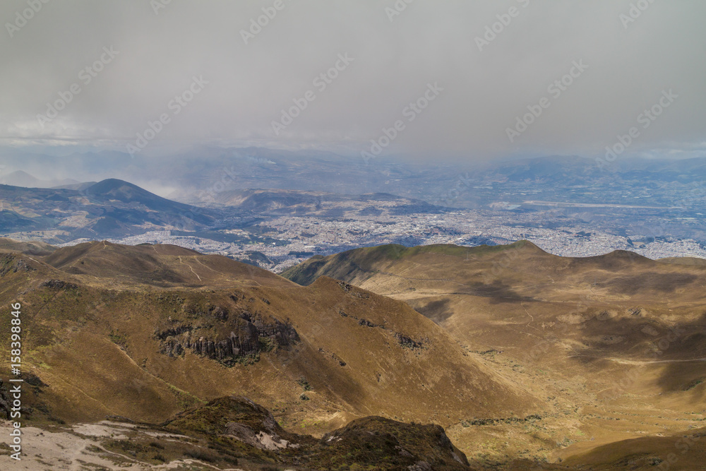 View of Quito (capital of Ecuador) from Rucu Pichincha volcano