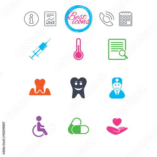 Medicine, medical health and diagnosis icons.