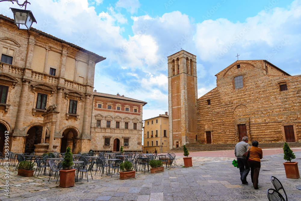 The main square of Montepulciano, Tuscany, Italy