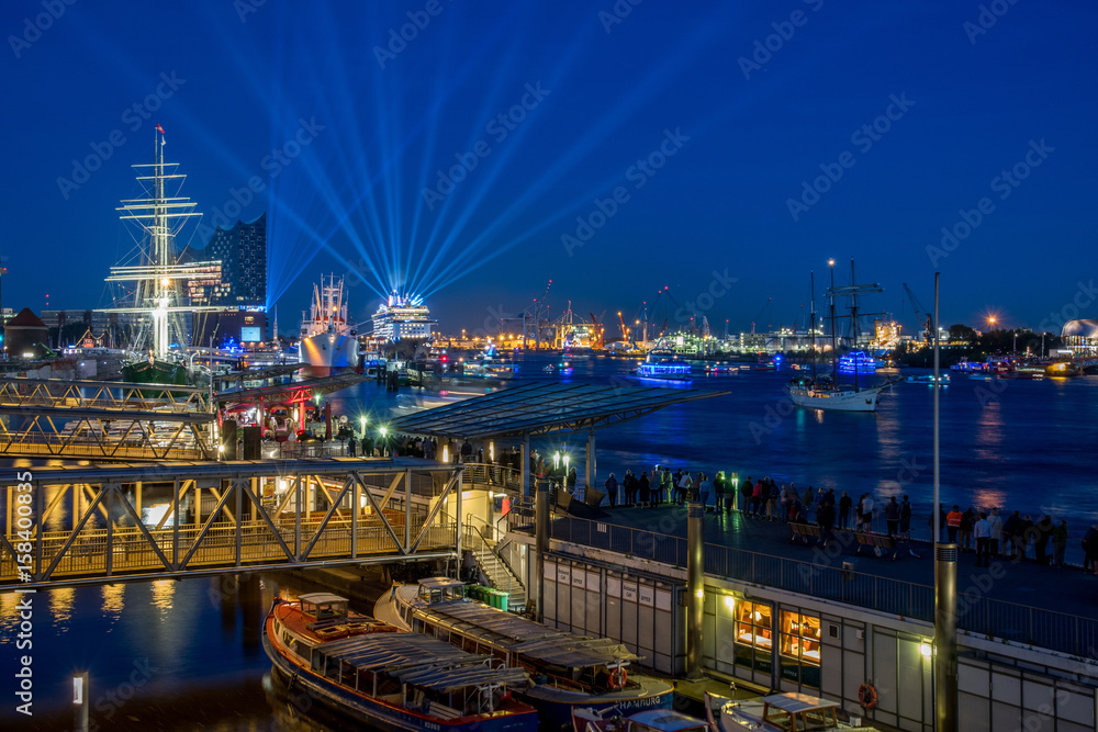 Hamburg - Harbour - Panorama at night 