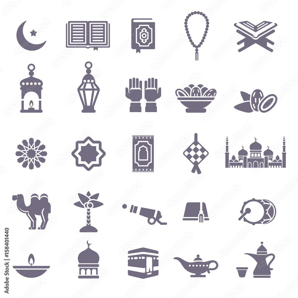 Set of Ramadan Kareem Black Icons Set of Ramadan Kareem Black Icons