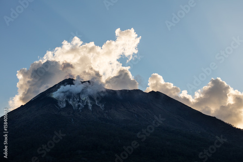 Clouds Drift Over a Live Volcano in the Ring of Fire