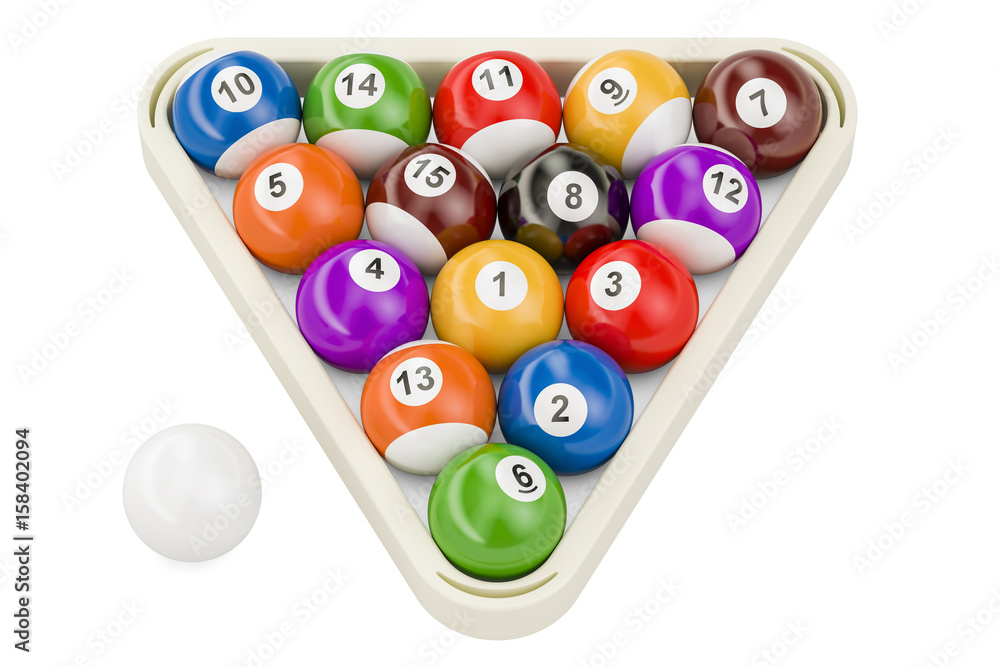 Naklejka premium Billiard balls, 3D rendering