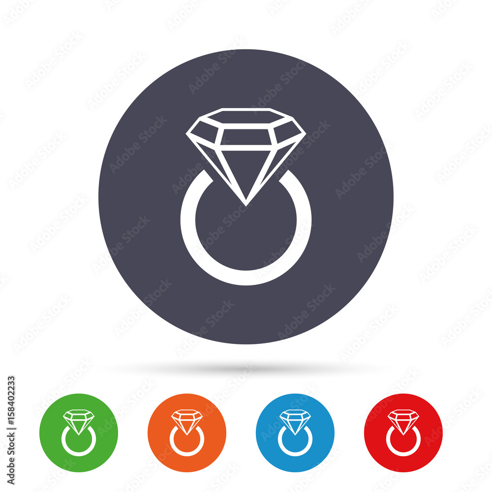 Jewelry sign icon. Ring with diamond symbol. Jewelry sign icon. Ring with diamond symbol.