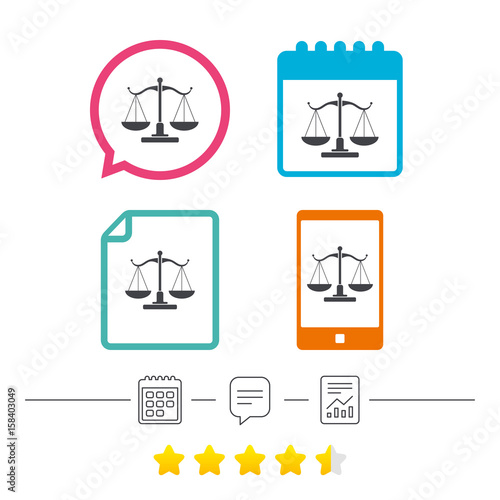 Scales of Justice sign icon. Court of law symbol.