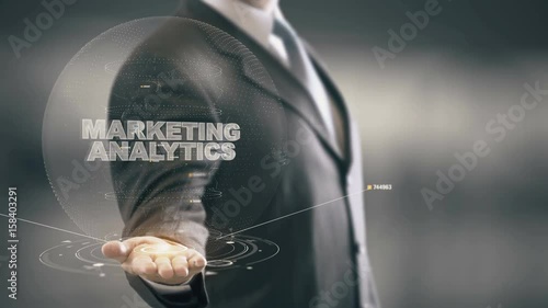 Marketing Analytics with hologram businessman concept photo