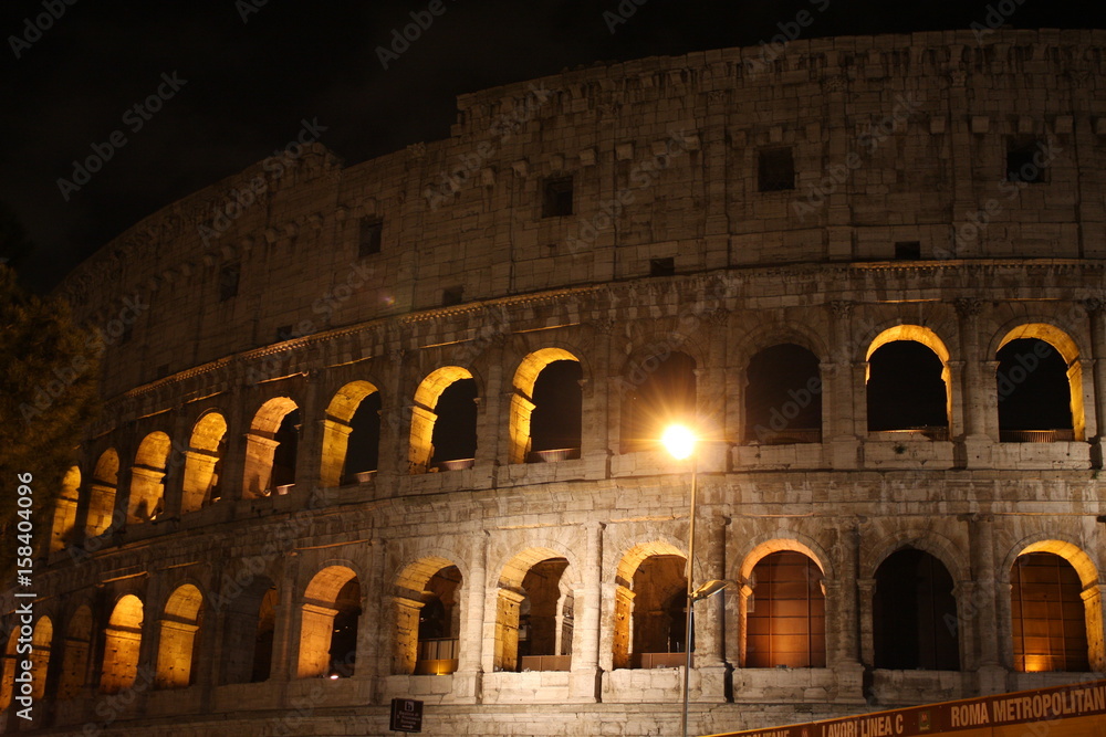 Italy Illuminated scene of Colosseum at night