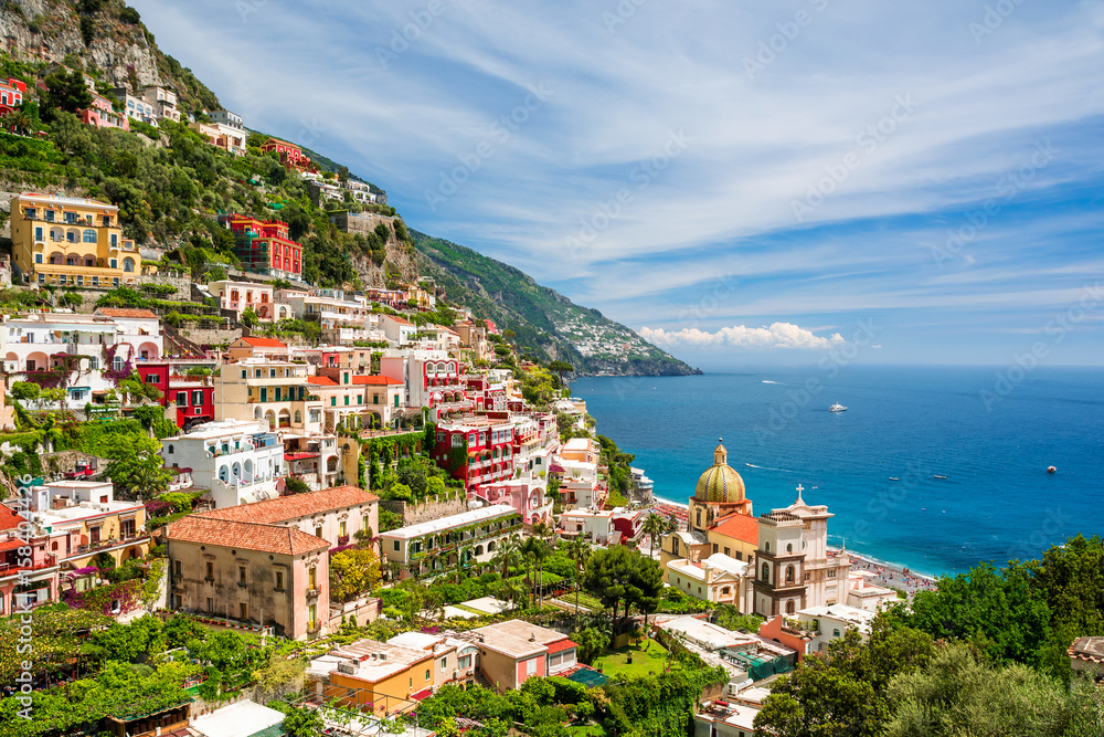 view on town Positano on Amalfi coast, Campania, Italy