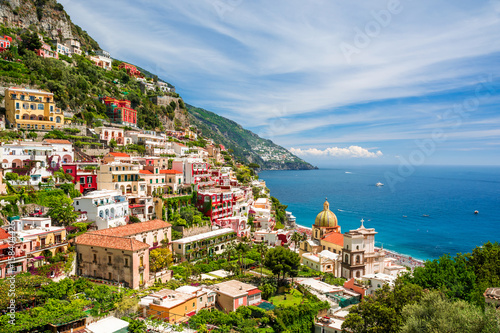 view on town Positano on Amalfi coast, Campania, Italy photo