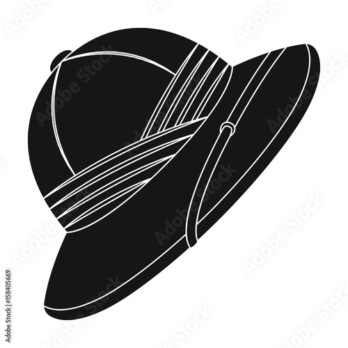 Cork hat from the sun.African safari single icon in black style vector symbol stock illustration web.
